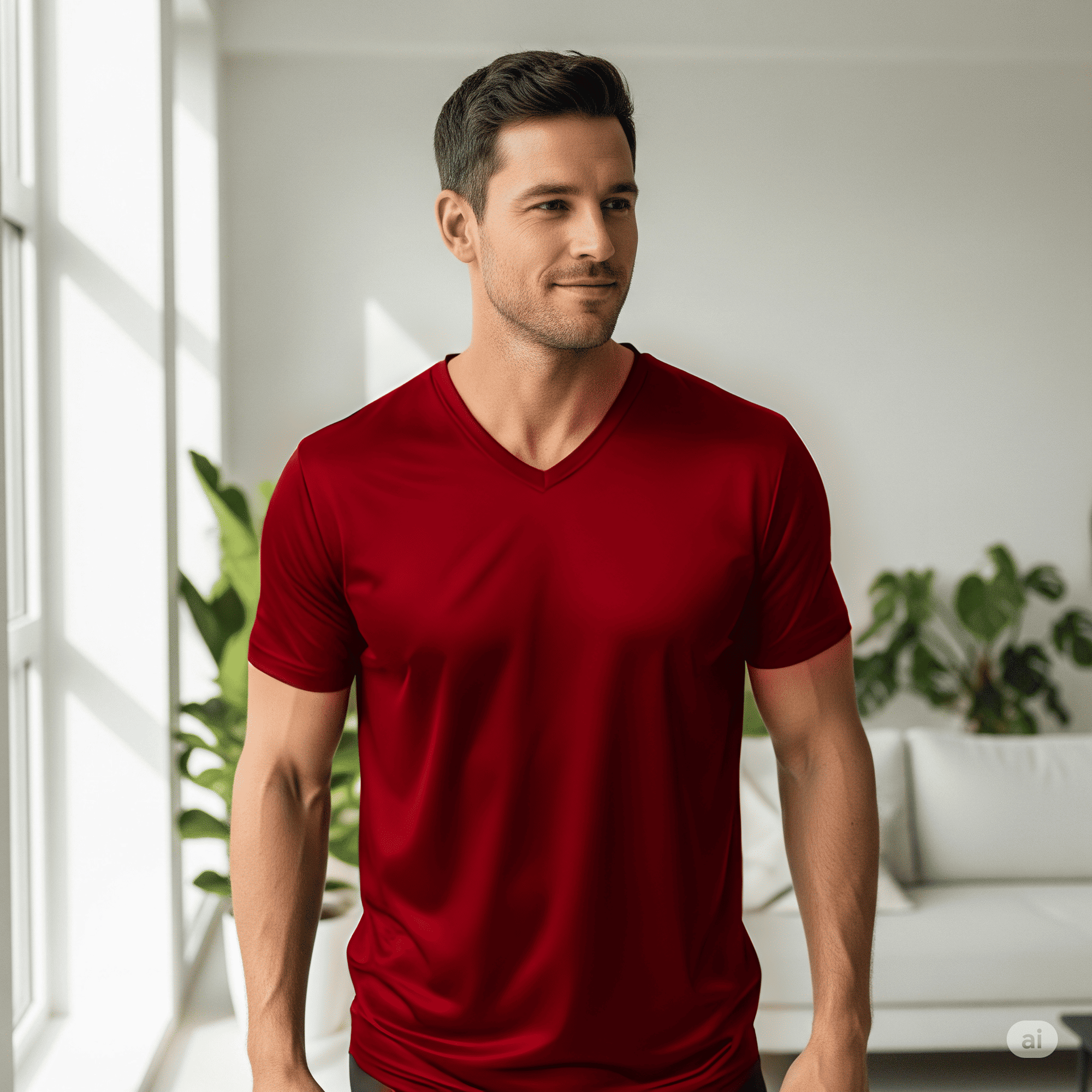 T-shirt en soie pour homme – col V