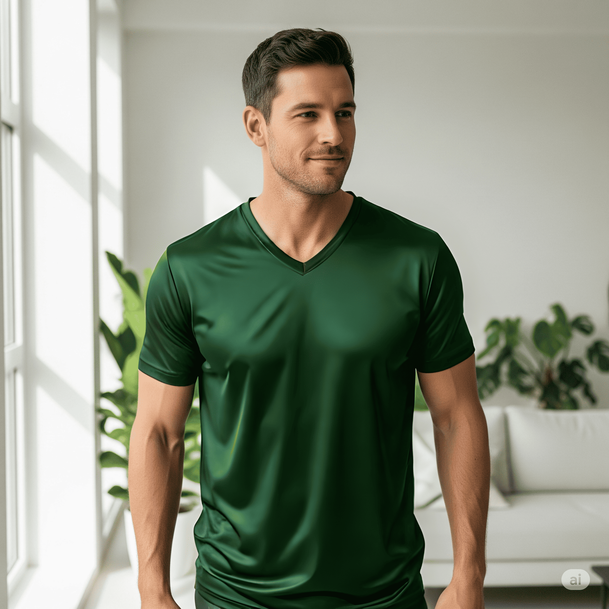 T-shirt en soie pour homme – col V