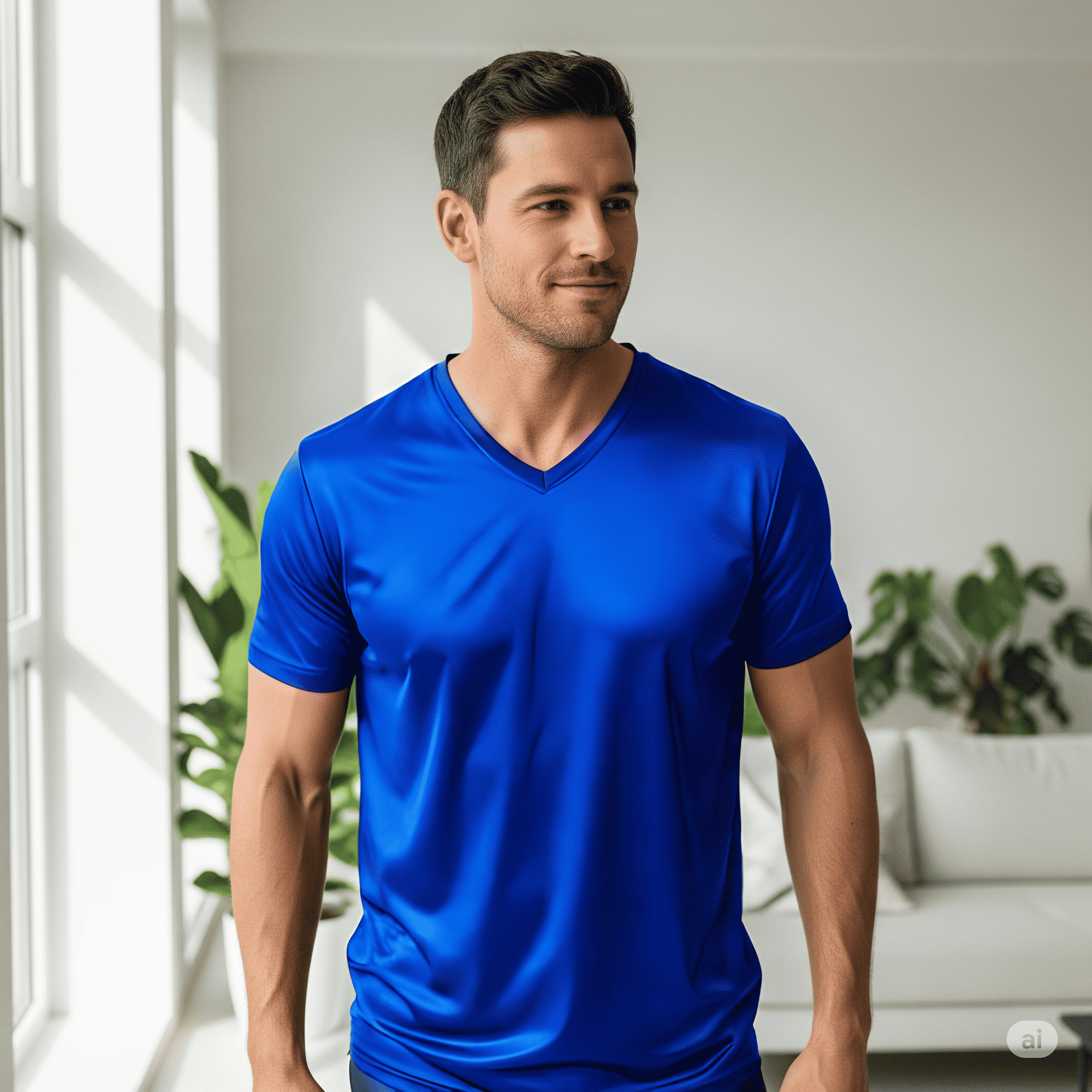 T-shirt en soie pour homme – col V