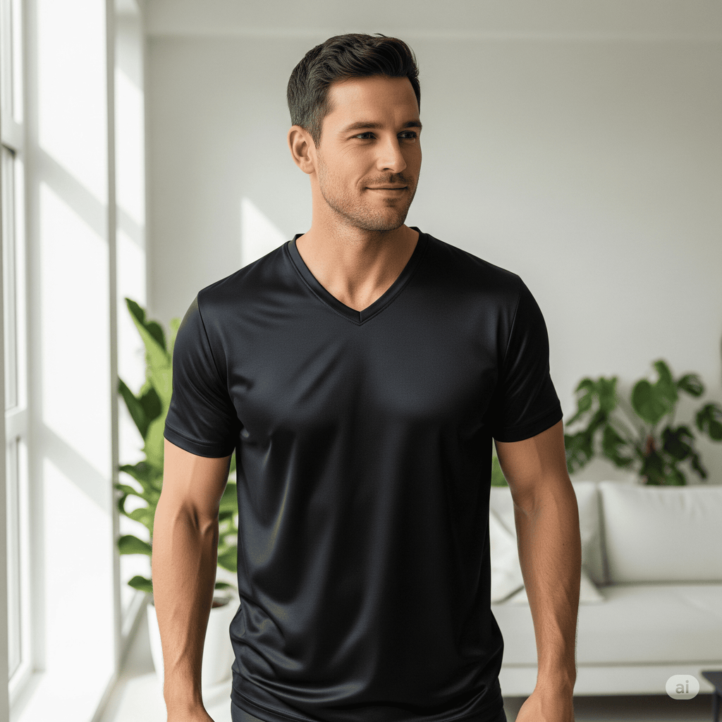 T-shirt en soie pour homme – col V